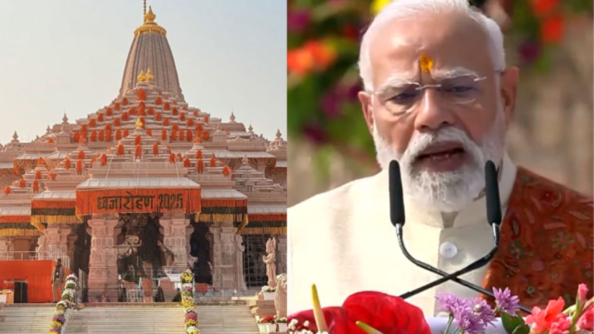 राम जन्मभूमीवर भगव्या ध्वजाचे ध्वजारोहण