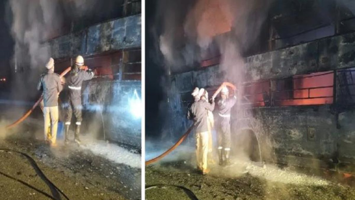 उत्तर प्रदेश बस अपघात आग